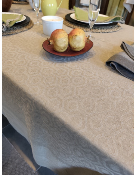LINO Tovaglia da 8 posti jacquard lino Stone washed