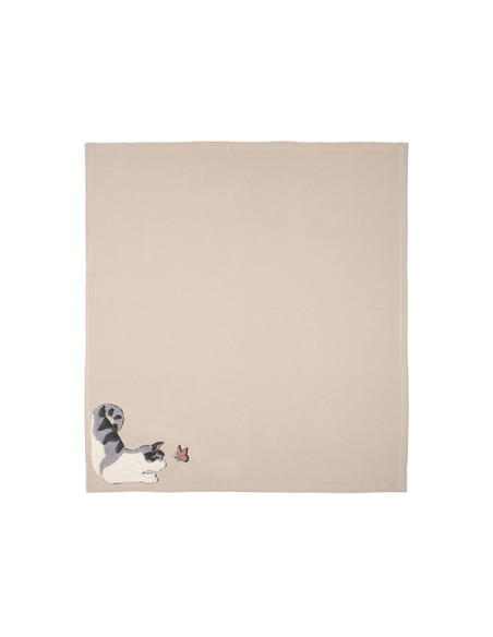 FUSA CON LA FARFALLA Plaid pile ricamo gatto