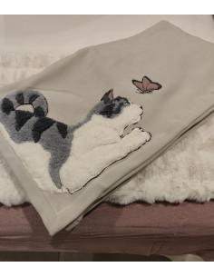 FUSA CON LA FARFALLA Plaid pile ricamo gatto 2