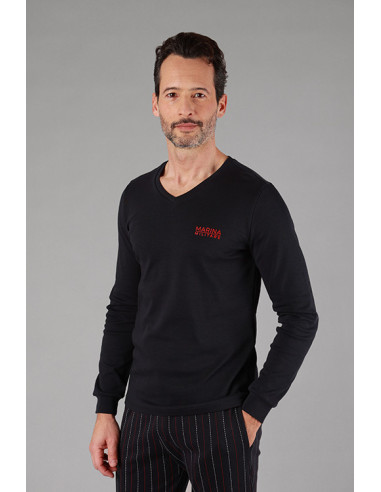 M/M Pigiama uomo collo v cotone interlock garzato