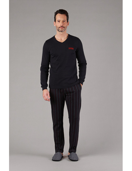 M/M Pigiama uomo collo v cotone interlock garzato