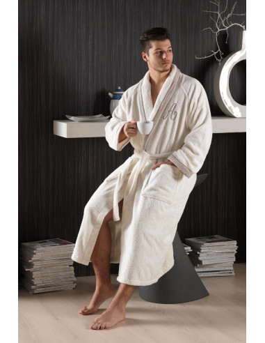 LEONARDO Accappatoio spugna cotone ricamo cifra