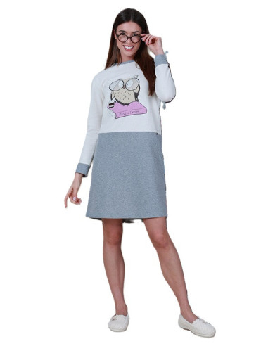 Offerta - MARYHOME - MINERVA Camicia da notte caldo invernale ricamo gufo