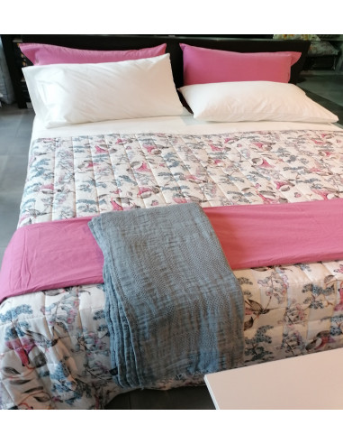 CAMPANULA Copriletto trapuntato matrimoniale cotone percalle