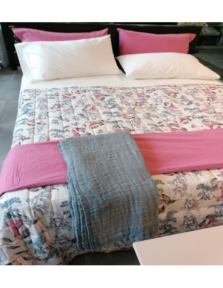 CAMPANULA Copriletto trapuntato matrimoniale cotone percalle