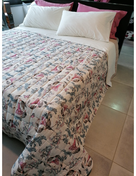 CAMPANULA Copriletto trapuntato matrimoniale cotone percalle