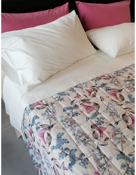 CAMPANULA Copriletto trapuntato matrimoniale cotone percalle