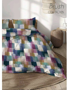 BRUSH Copripiumino con federe matrimoniale cotone percalle fine