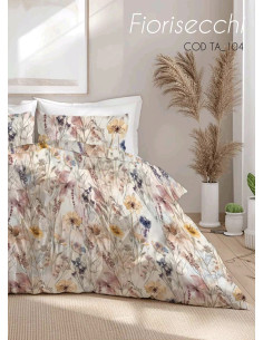 FIORI SECCHI Copripiumino con federe matrimoniale cotone percalle fine