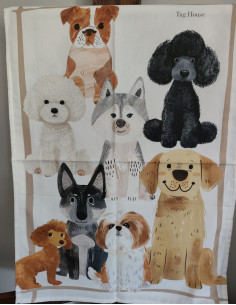 AMICI Canovaccio cotone panama  stampa digitale cagnolini