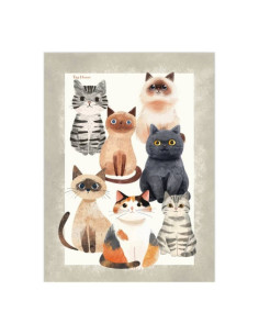 AMICI Canovaccio cotone panama  stampa digitale gatti