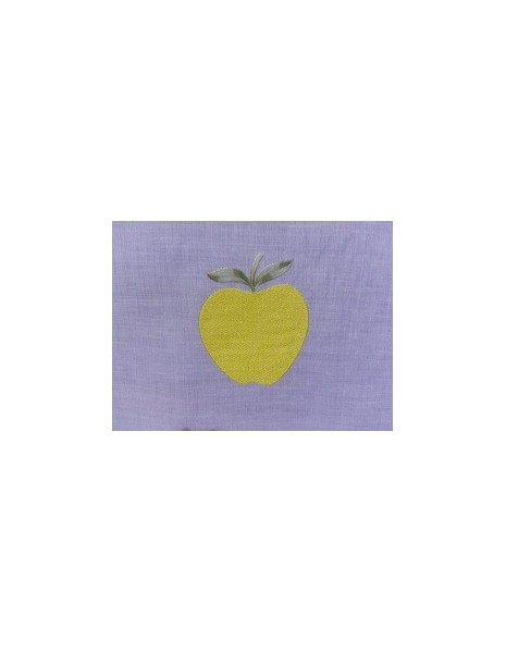 Tendina-50% a metraggio ricamo mela su tessuto misto lino