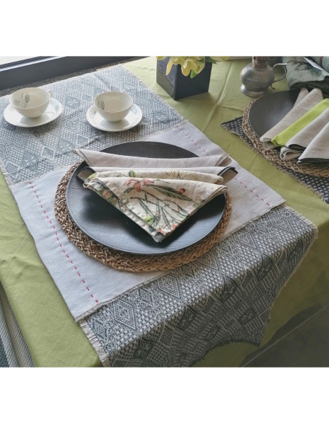 GRECALE -30% Runner tessuto jacquard lino