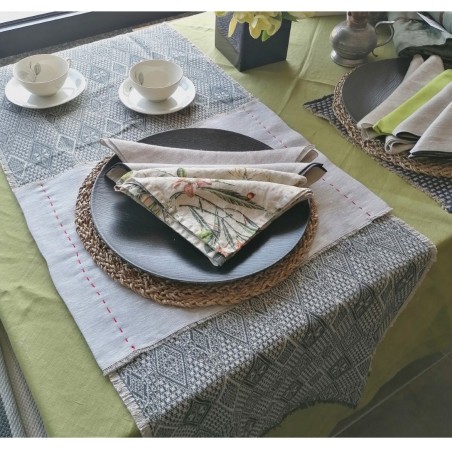 GRECALE -30% Runner tessuto jacquard lino
