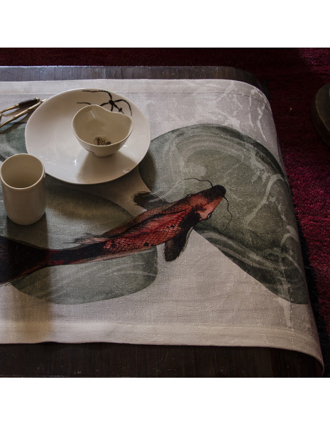 CARPE Runner originale stampa su misto lino jacquard