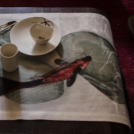 CARPE Runner originale stampa su misto lino jacquard