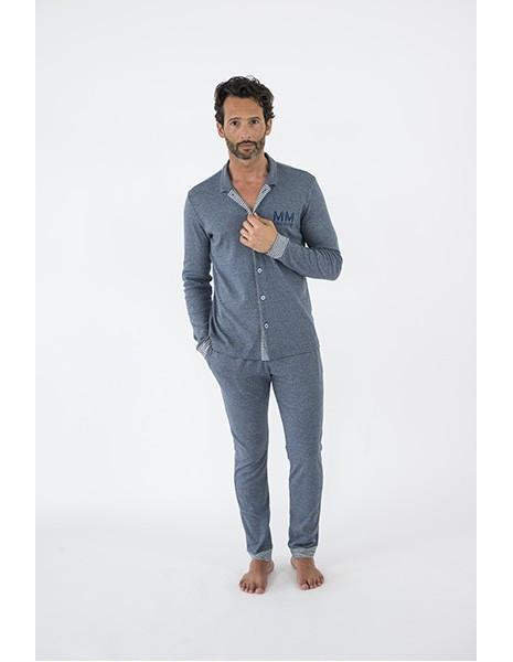 M/M Pigiama uomo aperto maglina Jersy puro cotone