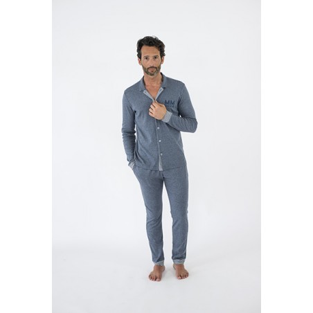 M/M Pigiama uomo aperto maglina Jersy puro cotone