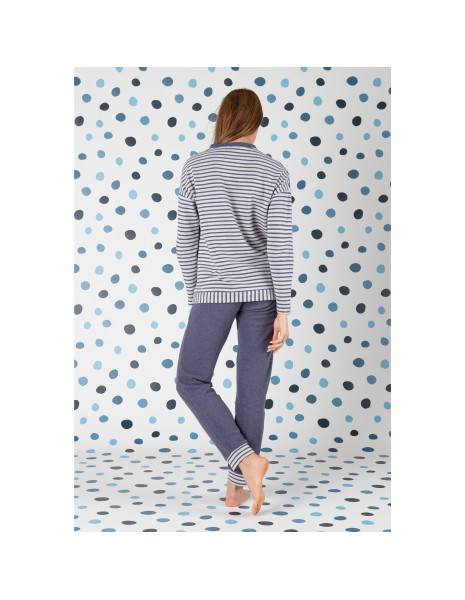 Pigiama donna caldo cotone invernale ricamo coniglio