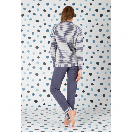 OFFERTA - MARYHOME - Pigiama donna caldo cotone invernale ricamo coniglio
