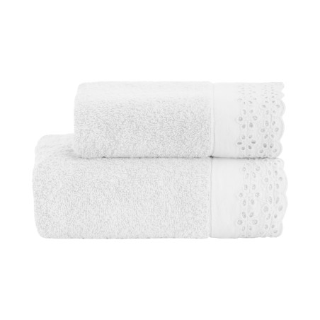 BIANCO PERLA - 20% SANGALLO Coppia asciugamani spugna