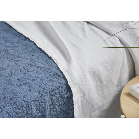 BIANCO PERLA -CANNES Completo Lenzuolo matrimoniale  puro lino stone wash NO STIRO!