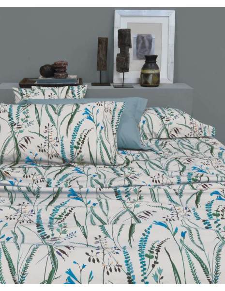 FLORA Completo copripiumino matrimoniale cotone percalle