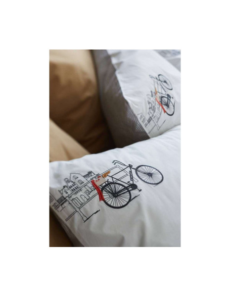 AMSTERDAM Copripiumino con federa piazza e mezza ricamo biciclette