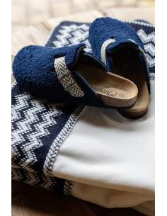SALDI GRECIA Ciabatta in agnellino invernale blu