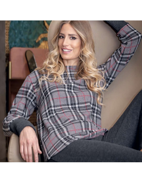 Pigiama 3706 donna invernale soffice caldo jacquard