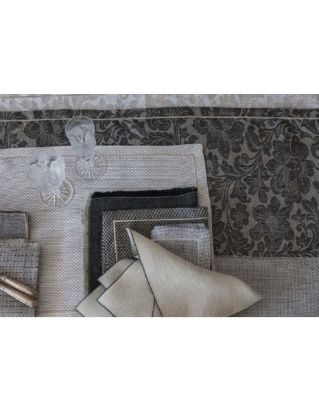 NARNI Tovaglia rettangolare da 16 posti tessuto jacquard misto lino