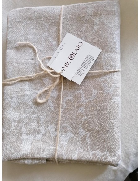 NARNI Tovaglia rettangolare da 10 posti tessuto jacquard misto lino