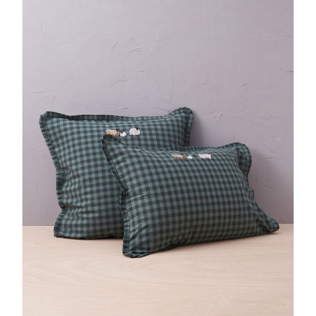 SHETLAND Completo Lenzuolo matrimoniale con federe cotone tinto filo ricamato