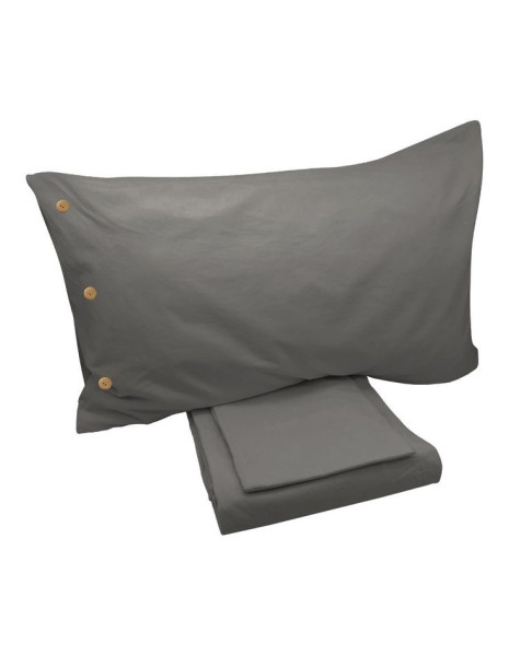 NO STIRO Copripiumino con Federe a 3 bottoni cotone stone washed