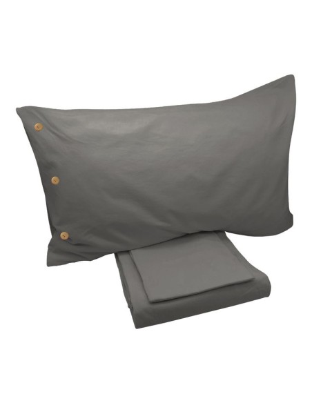 NO STIRO Copripiumino con Federe a 3 bottoni cotone stone washed