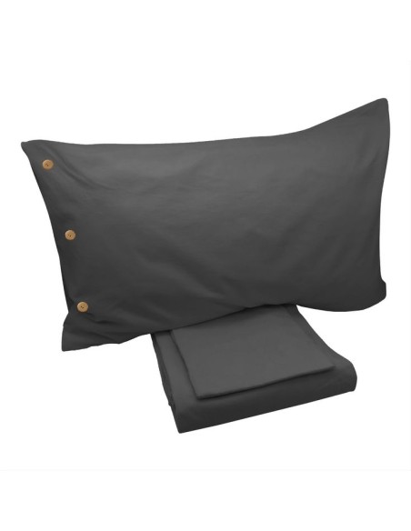 NO STIRO Copripiumino con Federe a 3 bottoni cotone stone washed