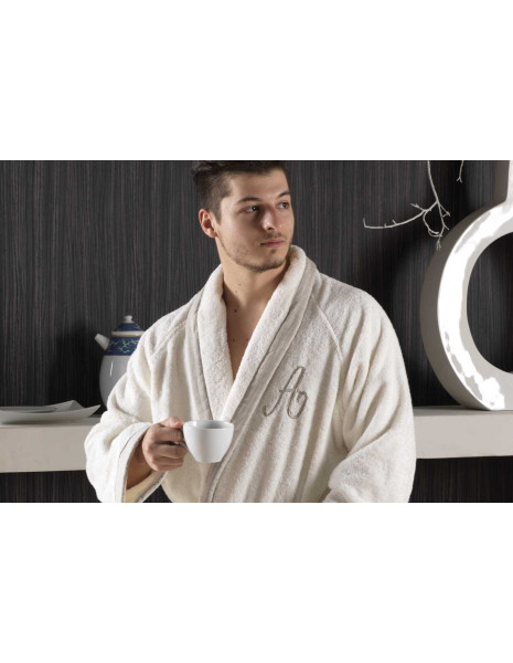 LEONARDO Accappatoio spugna cotone ricamo cifra