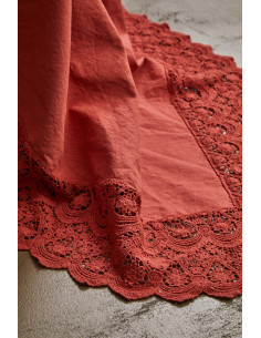 CANASTRA Tovaglia cotone stone wash pizzo macramè 2