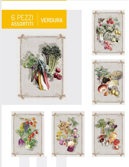 SENNA Set 6 Canovacci puro cotone stampa verdure