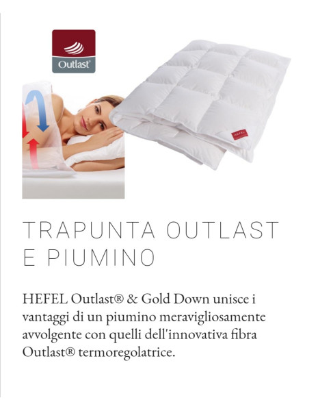 OUTLAST & GOLD DOWN Piumino d'oca matrimoniale innovativo