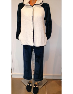 CONFETTO Pigiama tuta donna con cappuccio soffice pile