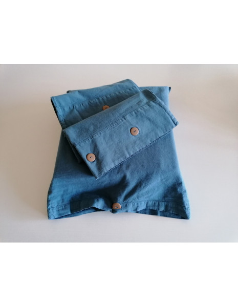 NO STIRO Copripiumino con Federe a 3 bottoni cotone stone washed