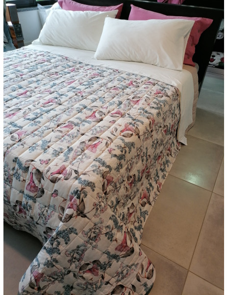 CAMPANULA Copriletto trapuntato matrimoniale cotone percalle