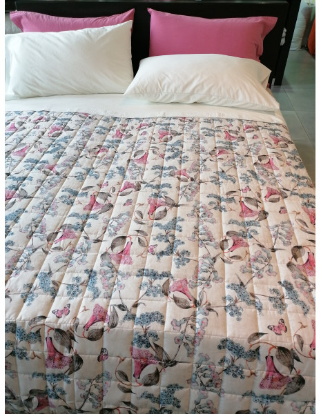 CAMPANULA Copriletto trapuntato matrimoniale cotone percalle