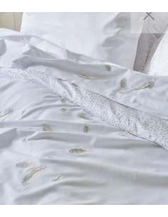 NINA Copripiumino matrimoniale ricamo piume su raso sateen 2