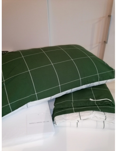 CHECK Completo Lenzuolo matrimoniale cotone no stiro