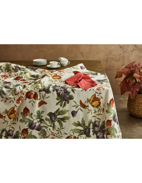 DIONISIO Tovaglia da 8 posti Puro Lino stampa digitale botanica