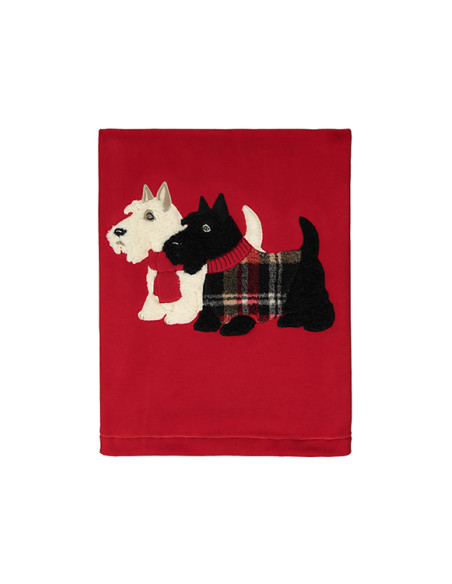 CANNELLA Plaid pile soffice caldo ricamo cagnolini