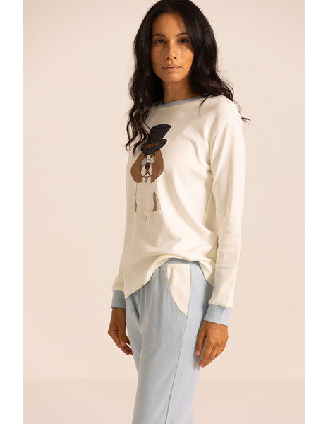 AMBRA Pigiama donna invernale cotone interlock