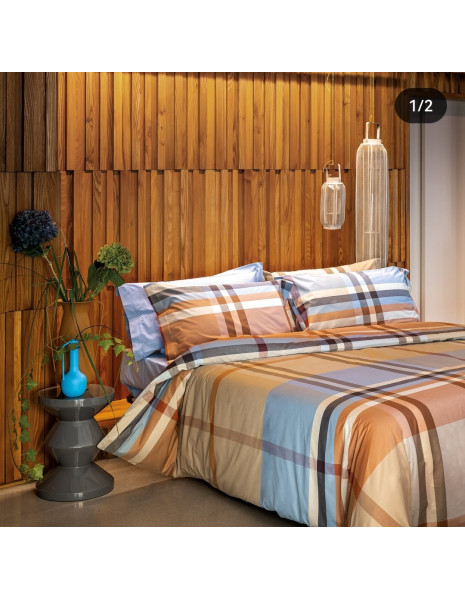 PIPER Copripiumino singolo con federa cotone tinto filo